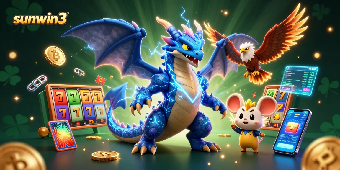 Experience the excitement at sunwin3 with vibrant slot visuals featuring the dragon, hawk, and mouse.